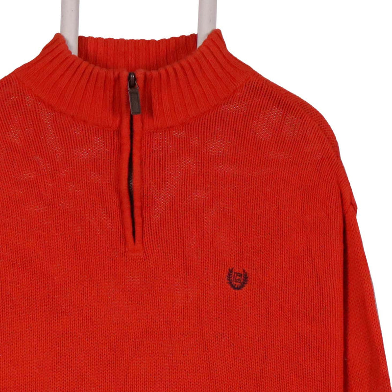 Chaps 90's Quarter Zip Knitted Jumper / Sweater XLarge Orange