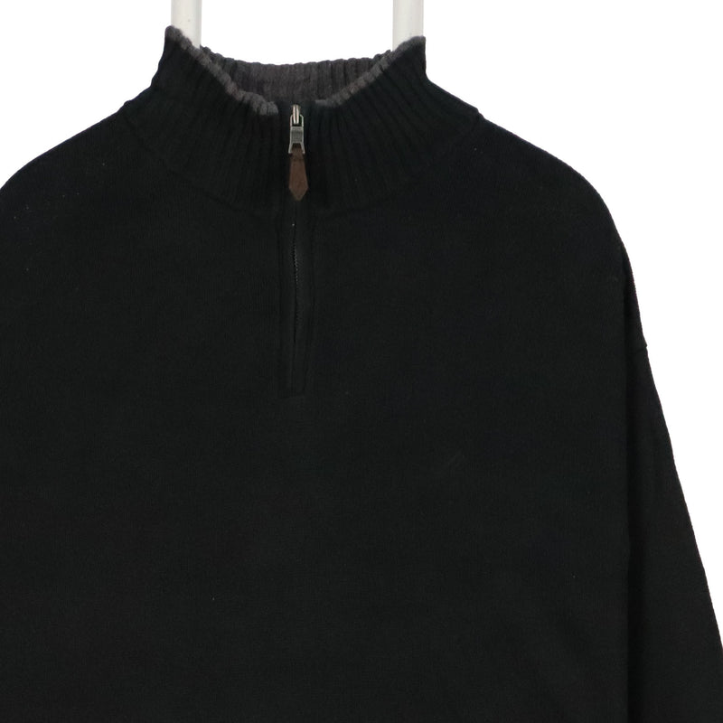 Nautica 90's Quarter Zip Knitted Jumper / Sweater XLarge Black