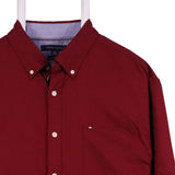 Tommy Hilfiger 90's Long Sleeve Button Up Shirt XLarge Burgundy Red