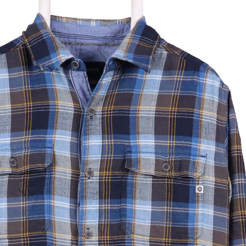 Marmot 90's Long Sleeve Button Up Check Shirt Medium Blue