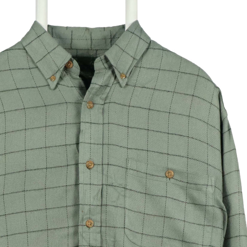 Scandia Woods 90's Check Long Sleeve Button Up Shirt Large Green