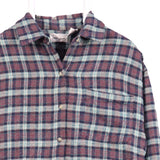 Ultra Pink 90's Tartened lined Check Long Sleeve Button Up Shirt Medium Burgundy Red