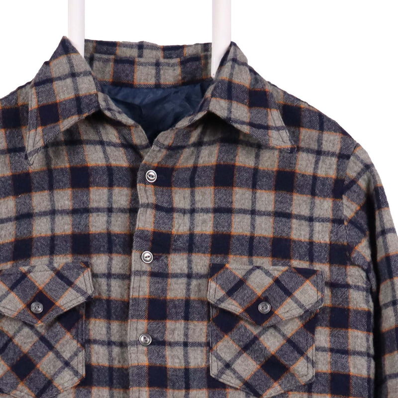 American Heritage 90's Long Sleeve Button Up Check Shirt XLarge Grey
