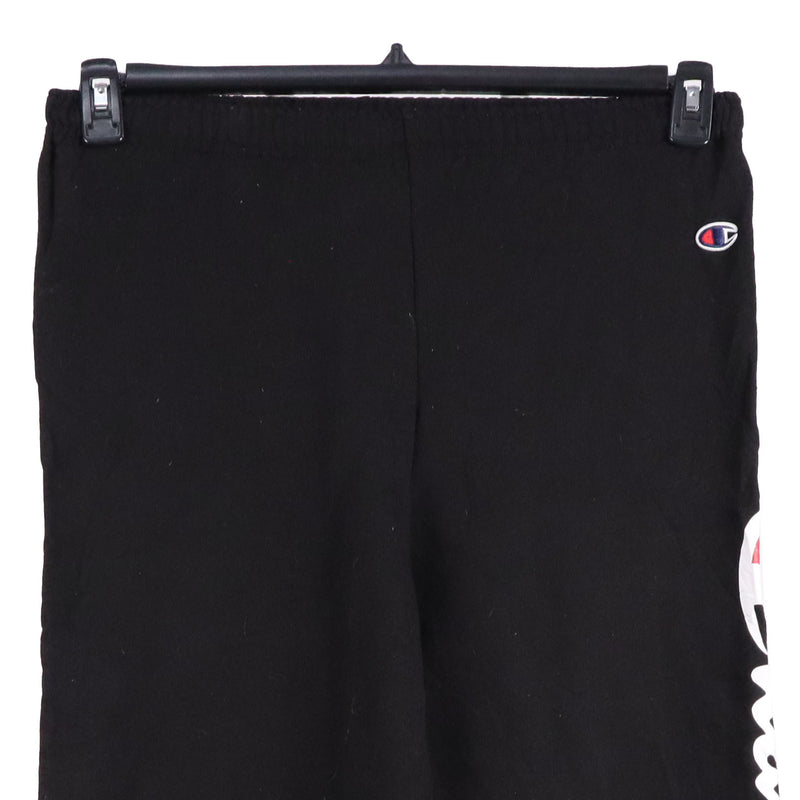 Champion 90's Drawstring Elasticated Waistband Spellout Logo Joggers / Sweatpants Small Black