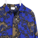 Asos Design 90's Long Sleeve Button Up Crewneck Shirt XLarge Blue