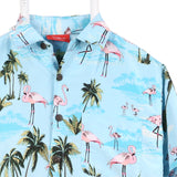Lowes 90's Hawaiian Pattern Short Sleeve Button Up Shirt XSmall Blue