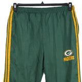 NFL 90's Nylon Sportswear Elasticated Waistband Drawstrings cuffed Trousers / Pants Medium Green