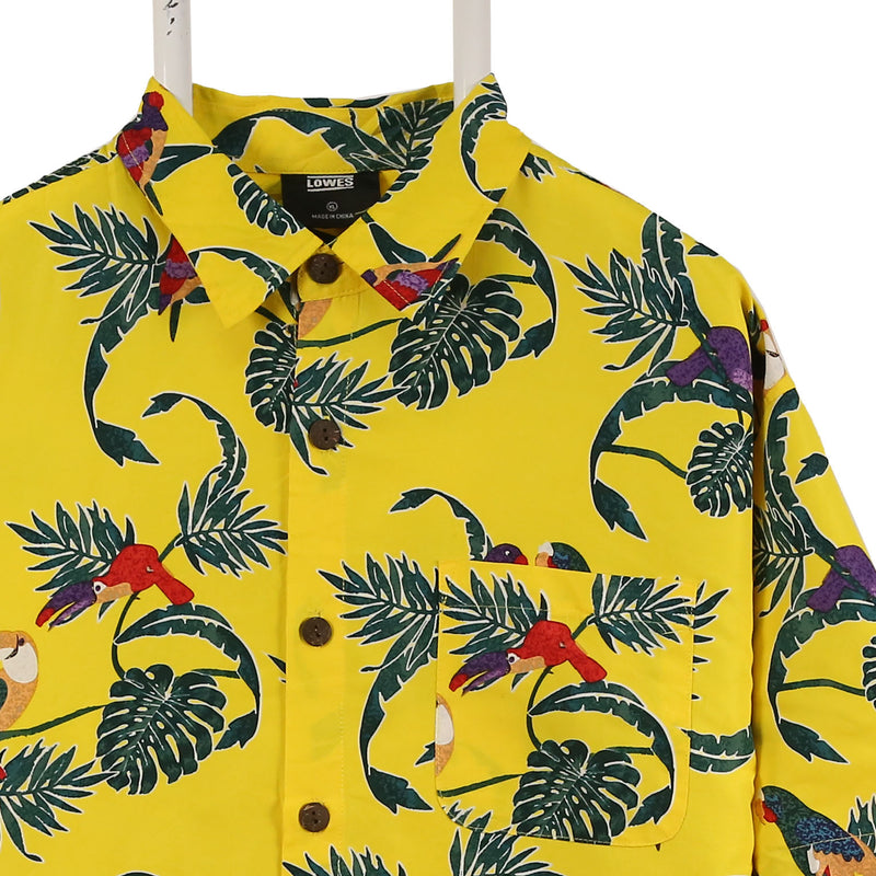 Lowes 90's patterned Button Up Back Print Shirt XLarge Yellow