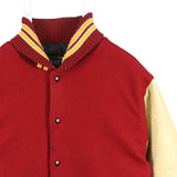 Rennoc 90's Leather Arm Button Up Varsity Jacket Medium Brown