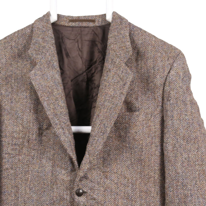 Harris Tweed 90's Tweed Wool Jacket Button Up Long Sleeve Blazer Medium Brown