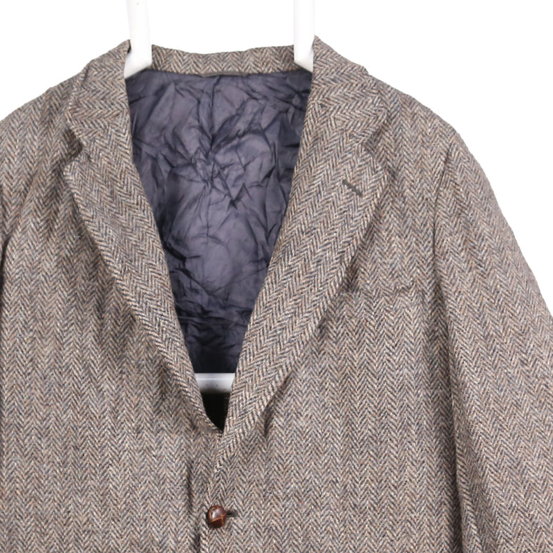 Harris Tweed 90's Tweed Wool Jacket Button Up Long Sleeve Blazer Large Black