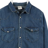 H&M 90's Denim Long Sleeve Button Up Shirt Medium Blue