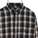 L.L.Bean 90's Check Long Sleeve Button Up Shirt Large Blue