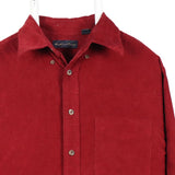 Weathered Canada 90's Long Sleeve Button Up Corduroy Shirt Medium Burgundy Red
