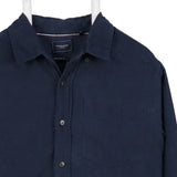 7 Diamonds 90's Corduroy Long Sleeve Button Up Shirt Small Navy Blue