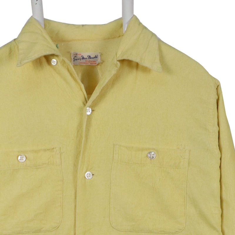 Early Mac Donald 90's Corduroy Long Sleeve Button Up Shirt Small Yellow