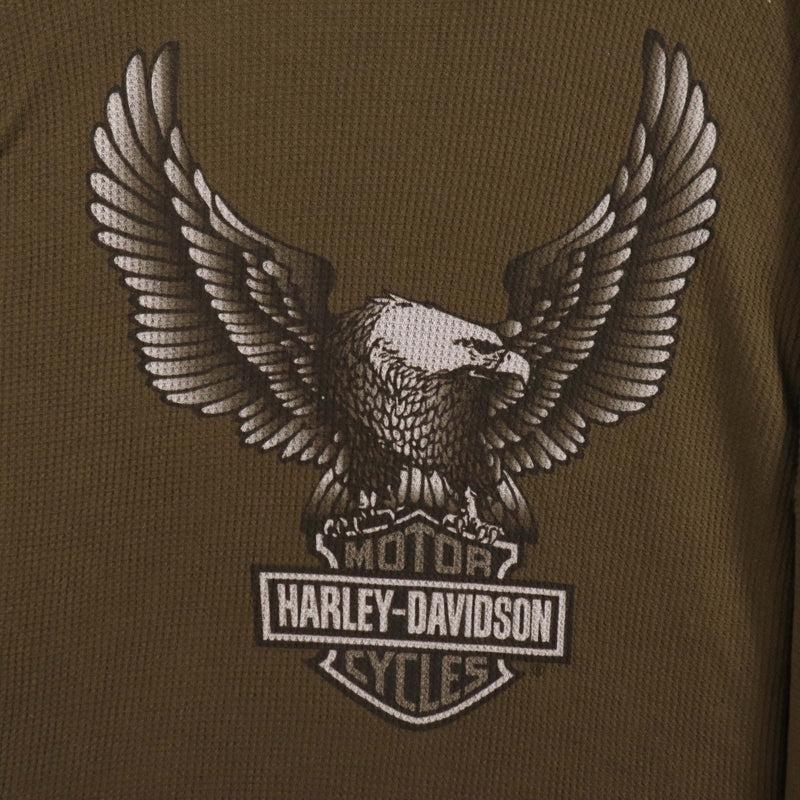 Harley Davidson 90's Long Sleeve Crewneck Spellout Logo Sweatshirt XXLarge (2XL) Khaki Green