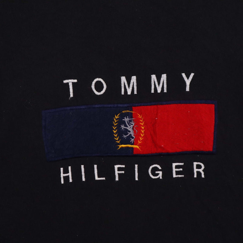 Tommy Hilfiger 90's Spellout Logo Heavyweight Crewneck Sweatshirt XLarge Black