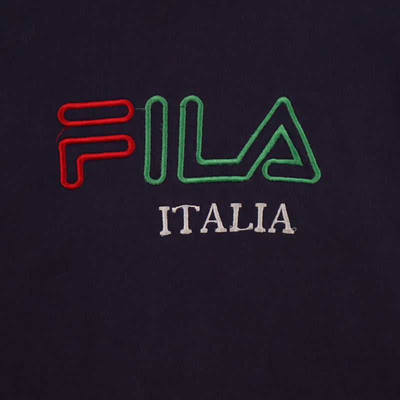Fila 90's Heavyweight Spellout Logo Sweatshirt XLarge Navy Blue