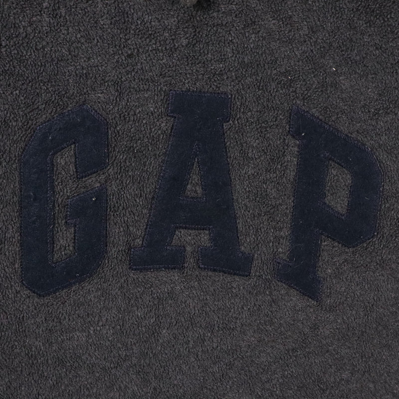 Gap 90's Fleece Spellout Logo Pullover Hoodie Large Grey