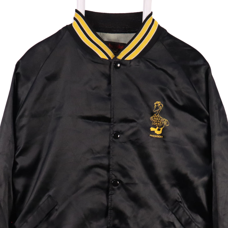 Dunbrooke 90's Back Print Button Up Varsity Jacket XLarge Black