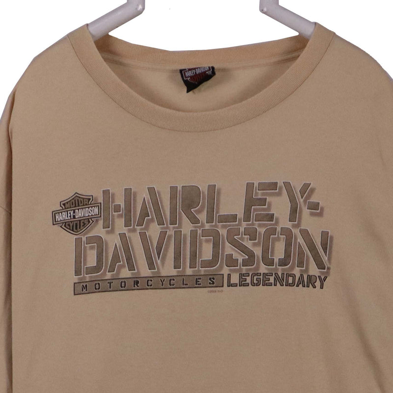 Harley Davidson 90's Graphic Back Print Short Sleeve T Shirt XXXLarge (3XL) Beige Cream