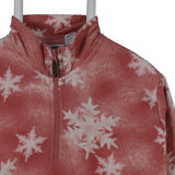 Simply Basic 90's Snowflake Quarter Zip Long Sleeve Fleece Jumper Large Pink