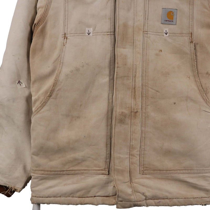 Carhartt 90's Heavyweight Zip Up Workwear Jacket Large Beige Cream