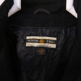 NORTH END 90's Leather Arm Button Up Bomber Jacket XLarge Black