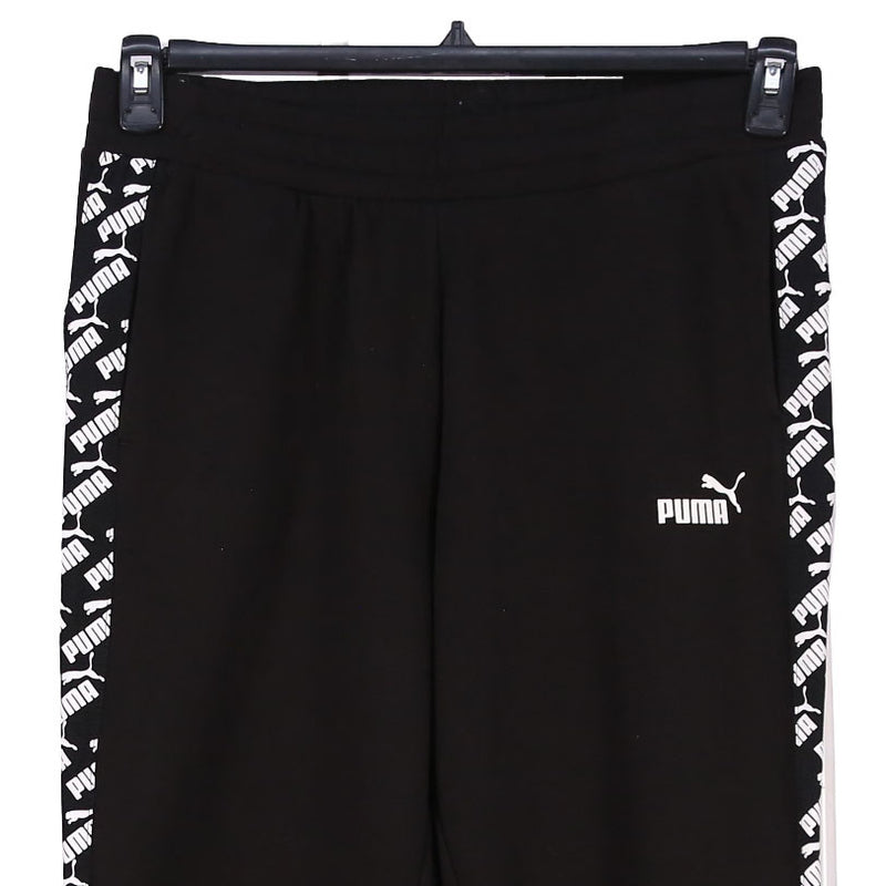 Puma 90's Spellout Logo Elasticated Waistband Drawstrings Joggers / Sweatpants Large Black
