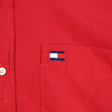 Tommy Hilfiger 90's Short Sleeve Plain Button Up Shirt Large Red