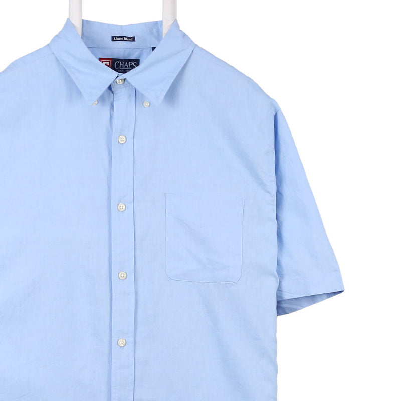 Chaps 90's Short Sleeve Button Up Shirt Large Blue