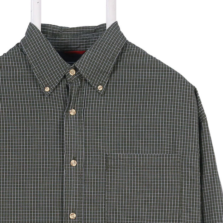 Wrangler 90's Tartened lined Check Button Up Long Sleeve Shirt Large Green