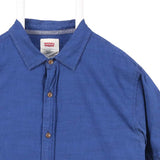 Levi's 90's Plain Short Sleeve Button Up Shirt Medium Blue
