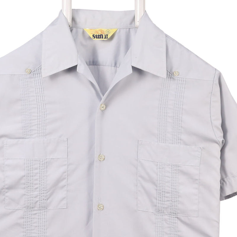 Sun II 90's Short Sleeve Button Up Shirt Medium Blue