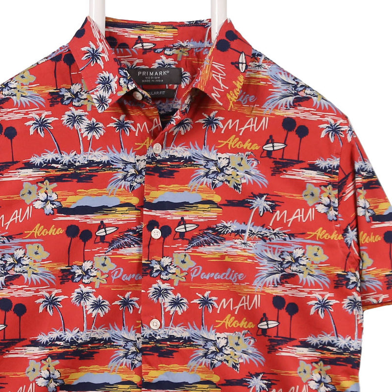 Vintage 90's Hawaiian Pattern Short Sleeve Button Up Shirt Medium Red