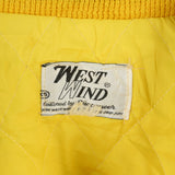 American Fit 90's Nylon Bomber Back Print Varsity Jacket Medium (missing sizing label) Yellow