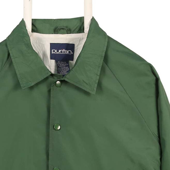 Puritan 90 s Button Up Nylon Sportswear Windbreaker Jacket Small Green Vintage Club UK