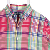 Ralph Lauren 90's Short Sleeve Button Up Check Shirt Small Green