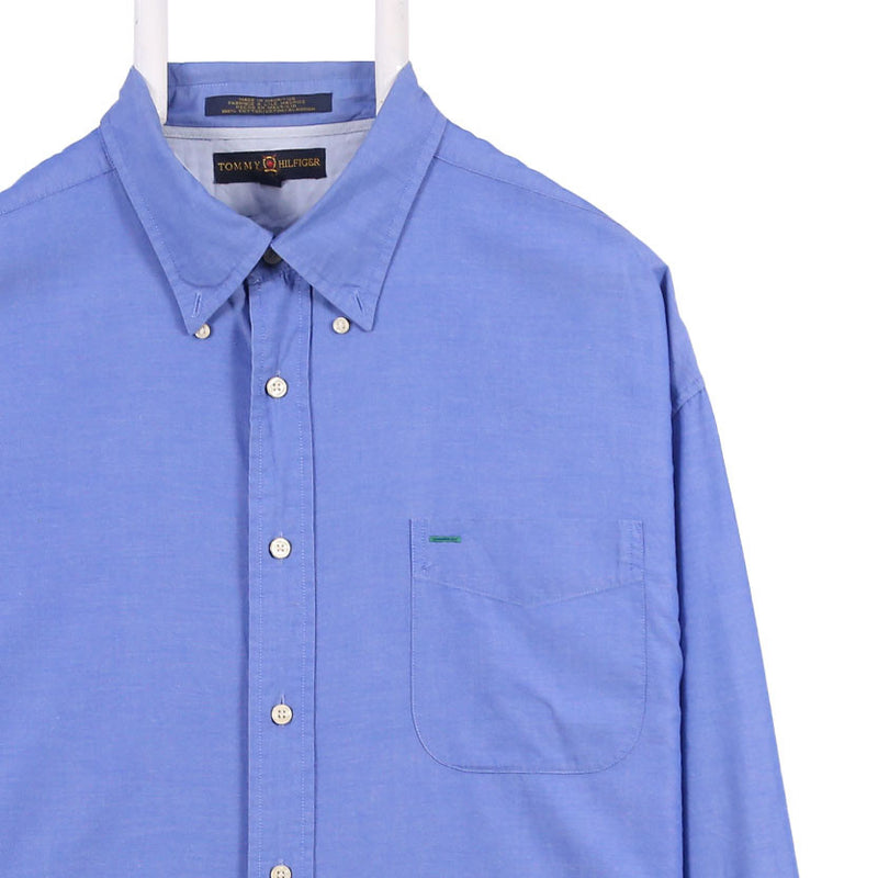 Tommy Hilfiger 90's Long Sleeve Button Up Plain Shirt XXLarge (2XL) Blue