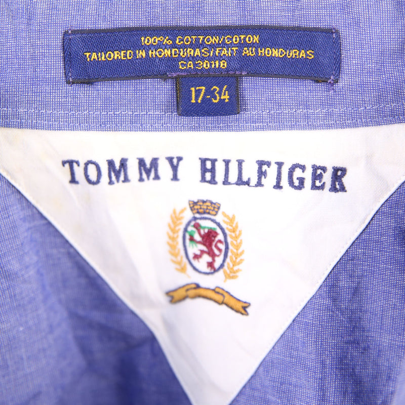 Tommy Hilfiger 90's Plain Long Sleeve Button Up Shirt XXLarge (missing sizing label) Blue