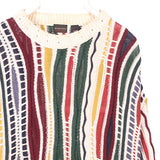 STRUCCTURE 90's Coogi Style Pattern Heavyweight Knitted Jumper / Sweater XLarge White