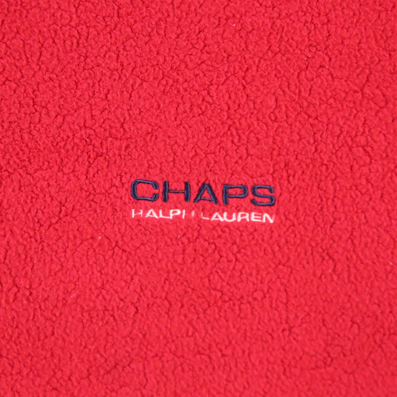 Chaps 90's Spellout Logo Fleece Sweatshirt XLarge Red