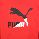 Puma 90's Pullover Spellout Logo Hoodie Large Red