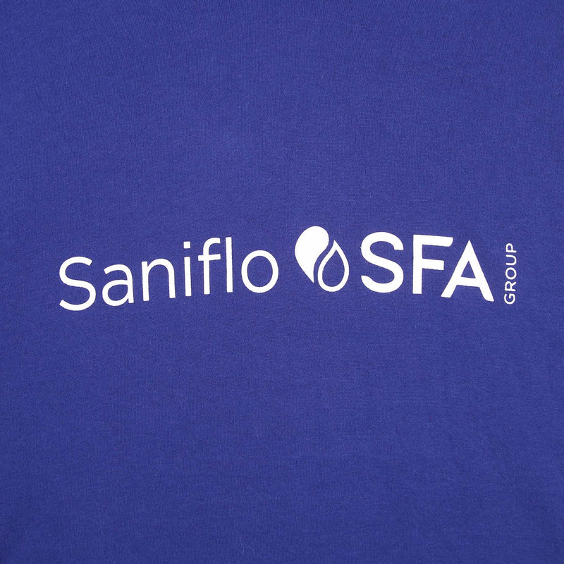 Saniflo 90's Saniflo Graphic Spellout Logo Hoodie Large Blue