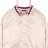 Hilton 90's College Back Print Button Up Varsity Jacket XLarge Red