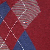 Tommy Hilfiger 90's Prep Knitted V Neck Jumper / Sweater Large Burgundy Red