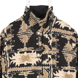 County 90's Aztec Button Up Fleece Jumper Small Black