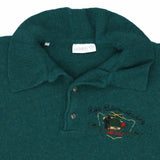 Adidas 90's Long Sleeve Polo Quarter Button Jumper Large (missing sizing label) Green