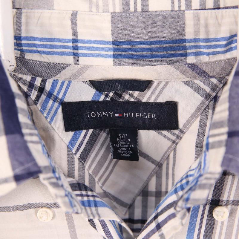 Tommy Hilfiger 90's Short Sleeve Button Up Check Shirt Small White